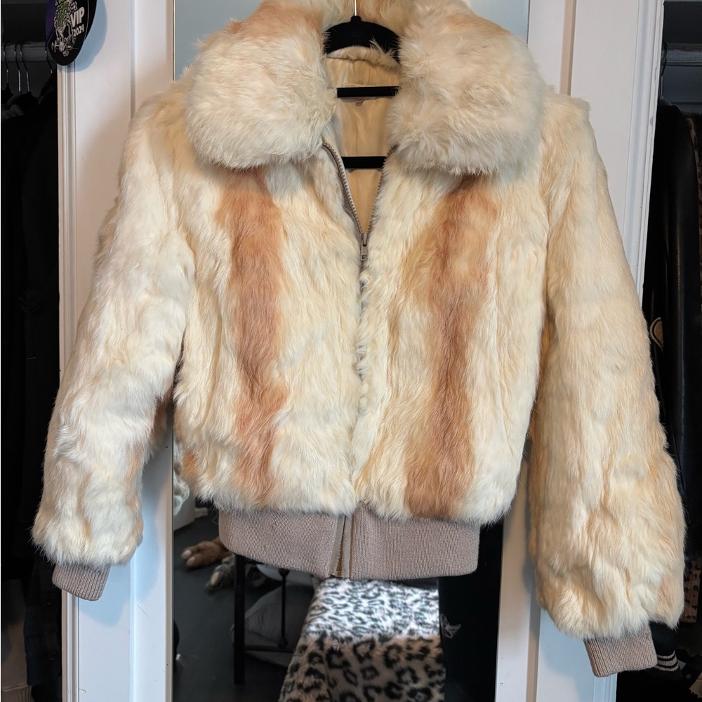 Vintage cream genuine fur jacket